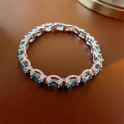 China CLASSIC Custom Luxury Fashion OEM ODM Oval Jewelry 2023 Summer New Designs Zircon Gemstone Bracelet For Women for sale