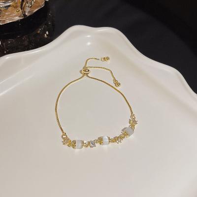 China Wholesale 2023 New Fashion OEM ODM Charm Zircon Chain Bracelet Cute Korean Adjustable Bead Bangle Bracelet Gold Jewelry Bead Chain Bracelet for sale