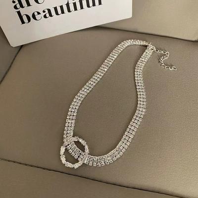 China OEM Factory ODM Fashion Luxury Rhinestone Gemstone Jewelry Trendy Luxury Rhinestone Light Design Personality Zircon Light Design Personality Clavicle Chain Necklace for sale