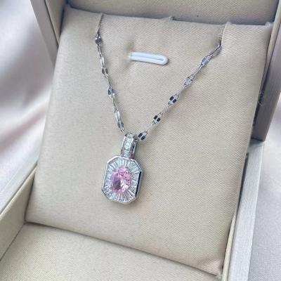 China Factory OEM ODM FASHIONABLE couples light luxury temperament square micro diamond-inlaid female exquisite necklace for sale