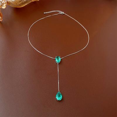 China ODM Fashionable OEM Custom Fine High Quality Fine Jewelry Romantic Blue Oval Blue Zircon Crystal Pendant Necklace For Women for sale