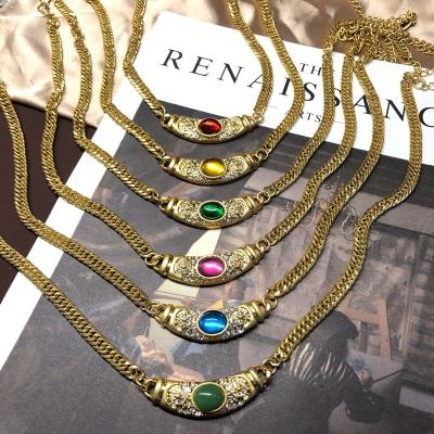 China Vintage Custom Popular OEM ODM Gold Plated Moissanite Gemstone Gemstone Gift Hot Selling Bridal High Quality Pendant Necklace Women Jewelry for sale