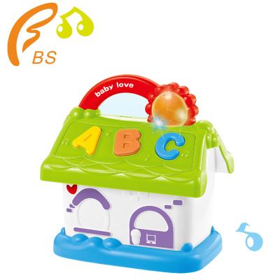 China Plastic Multifunctional Game Boxed Children Safety Music Cube Amusement Cartoon Booth Baby Early Education Toy 15*9.2*15.4cm for sale