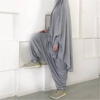 China Wholesale muslim traditional clothing female clothes for prayers worship service jilbab turki abaya muslim dress two piece jilbab pants set islamic for sale