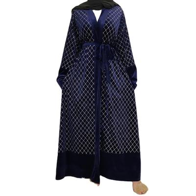 China Fashion Autumn And Winter Gold Velvet Middle East Cotton New Bronzing Abaya Kimono Muslim Open Long Cardigan Dress Women Islamic Clothing for sale