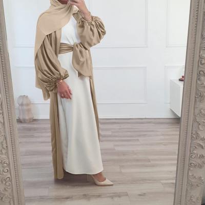 China Manufacturer Design New Latest Muslim Moroccan Moroccan Open Abaya Long Sleeves Abaya For Eid Mubarak Robe Abaya Satin Kimono Abaya Muslims for sale