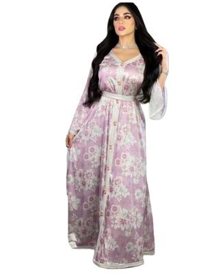 China Polyester Middle East Printed Long Abaya Dress Dubai Muslim Women's Clothing Dress STAB021 for sale