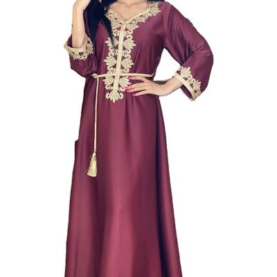 China Turkey silk robe for muslim 2020 abaya high quality satin loads kaftan muslim moroccan skirt women robe islamic clothing for sale