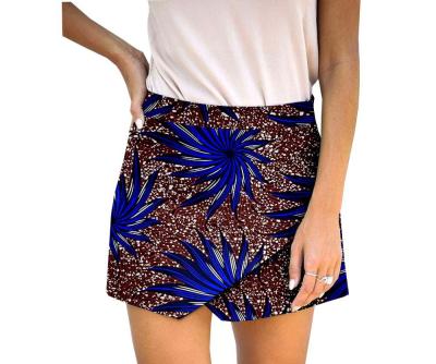 China 2020 High Fashion African Wax Print Cotton Kitenge Women African High Fashion Women Two Piece Prints Short Skirt for sale