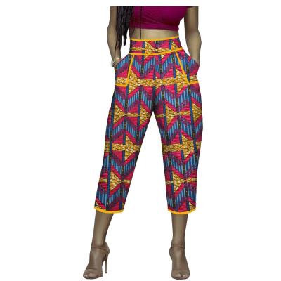 China 2020 Cotton Ankara African Batik Clothing For Women Kente Wax Print Cotton Fabric High Waisted African Pant 14 Colors for sale