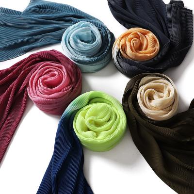 China Chiffon hijab supplier well made simple 58 colors tie dye pleat hijab crinkle print hijab scarf wholesale for sale