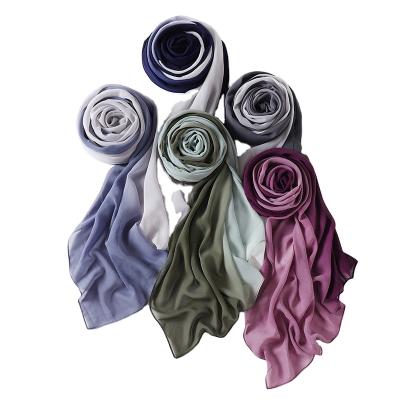 China High Quality Available Chiffon Gradient Colors Chiffon Hijabs Scarves 15 Two Colors Wholesale Hijabs 2021 for sale