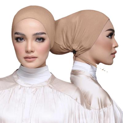 China Fashion Muslim Headscarf Adjustable Underscarf For Women Arab Muslim Turban Hat Modal Elastic Bottom Headscarf for sale