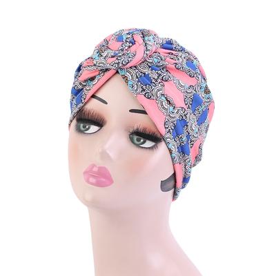 China Hip Hop Women African Turban Pattern Knot Headwrap Beanie Pre-Tied Bonnet Chemo Hair Loss Hat, Women African Turban Knot Muslim Headsca for sale