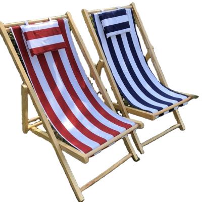 China Easy Folding/Low Price Wooden Simple Portable Folding Deck Chair Sun Lounger Beach Canvas Rest Moon Carry Chair for sale