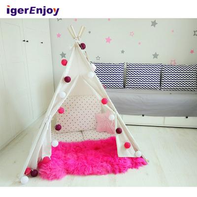 China Outdoor Soft Toy Kids Teepee White 100% Cotton Canvas Teepee Tent for sale