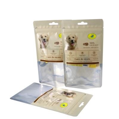 China Manufacturer Recyclable Custom Printing Stand Up Pouch Trilaminate Foil Feed PE Plastic Dog Food Packaging Treats Bags for sale