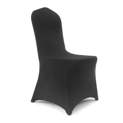 China 100pcs/lot/Polyester Simple Black Spandex Chair Covers Stretch Chair Covers Wedding Seat Protector Free Shipping Fitted Cheap for sale