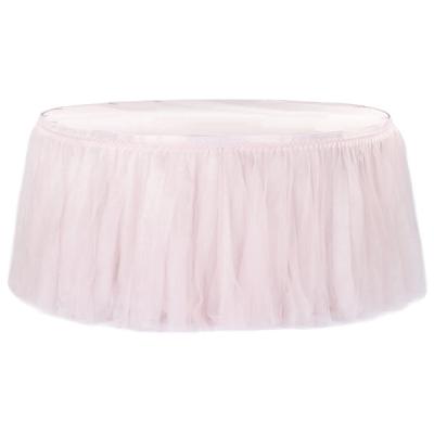 China TWILL Blush Black and White Wedding Tulle Tutu Table Skirt Organza Table Decoration Table Decorations for sale