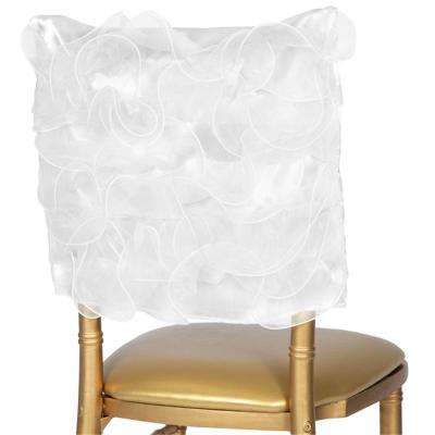 China Simple White Shinny Chiavari Chair Band Chair Decoration Cloth Banquet Wedding Half Back Chair Cover for sale