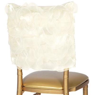 China Simple Ivory Shinny Chiavari Chair Band Chair Decoration Cloth Banquet Wedding Half Back Chair Cowl for sale