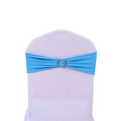 China Simple Sapphire Spandex Chair Band Chair Decoration Stretch Fabric For Banquet Chair Bow To Wed Decoration Round Buckle for sale