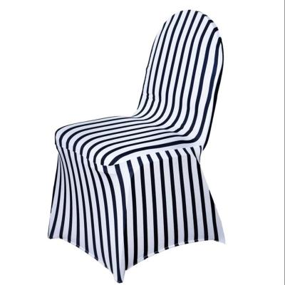 China Simple White/Black Striped Spandex Chair Covers Universal Stretch Chair Covers Protector for Wedding, Banquet Party for sale