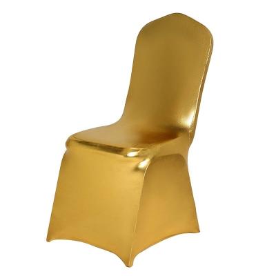 China Plain Gold Metallic StretcChair Covers Universal Chair Covers Chair Protector For Wedding , Banquet Party for sale