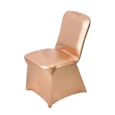 China Simple Metallic Spandex Chair Covers Universal Stretch Chair Covers Chair Protector For Wedding,Banquet Shiny Rose Gold Party for sale