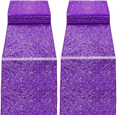 China Pure Color Purple Sequin Table Runners For Banquet / Wedding Table Decoration for sale