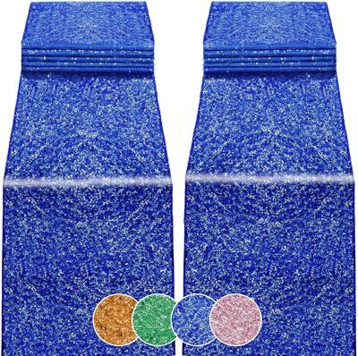 China Royal Blue Pure Color Sequin Table Runners For Banquet / Wedding for sale