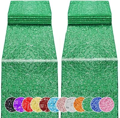 China Green Pure Color Sequin Table Runners For Banquet / Wedding for sale