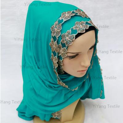 China Newest Style Fashion Beaded Turkish Islamic Arab High Quality Soft Soft Lace Feeling Ladies Abayas Hijab Ladies Cheap Scarf Shawl for sale