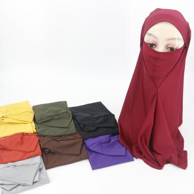 China 2021 Newest Girls Snap Hijab Niqab Tank Top Cotton Niqab Women Elegant Muslim Hijab Niqab Opaque Free Size for sale