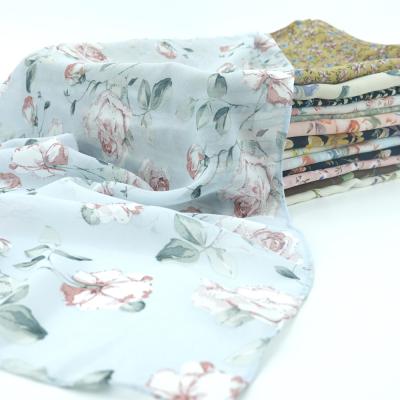 China Factory Price Elegant Hot Flower Printed Chiffon Scarf Girls Muslim Hijab Shawl High Quality Chiffon Scarf for sale