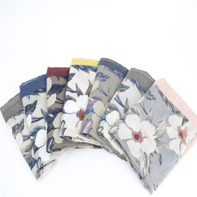 China New Fashion Women Cotton Hijab Wholesale Floral Viscous Cotton Printed Scarf for sale