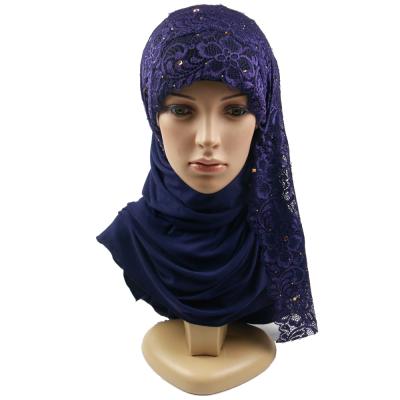 China Tank Top Cotton And Lace Design Customize Your Own Lace Double-Layer Hat Along Basic Long Hijab Simple Store Large for sale