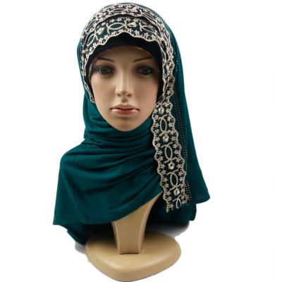 China Wholesale 70*170 Yiwu solid color lace scarf elegant graceful hijab scarf soft soft feeling new styles for muslim women for sale