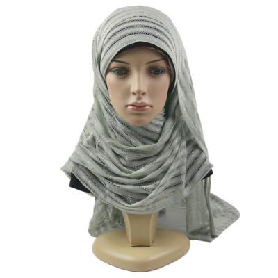 China Beautiful New Arrival Fancy Breathable Hijab Scarf Lace Scarf With Full Stone Good Quality Wholesale For Muslim Women for sale