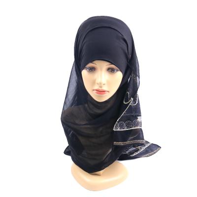 China American Women Fashional Plain Chiffon Instant Cheap Turkish Hijab Scarf Muslim Hijab Scarf With Stone for sale