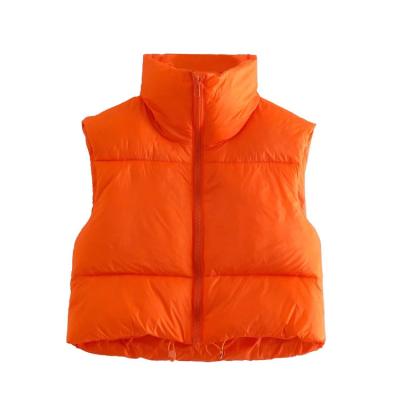 China Zipper Winter Stand Collar Ladies Fashion Sustainable Hot Selling Splicing Comfortable Sleeveless Vest for sale