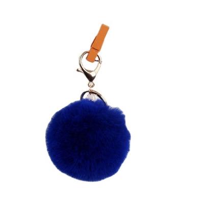 China Keychains Hot Selling Blue Furry Chinchilla 8cm Same Colored Fur Pom Ball Keychains Keychains Faux Pom for sale