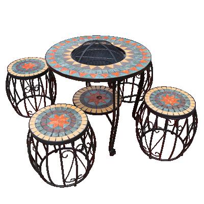 China Garden Barbecue Fire Pit Table Back Iron Outdoor Furniture Wood Burning Fire Easily Assembled Pit Table for sale