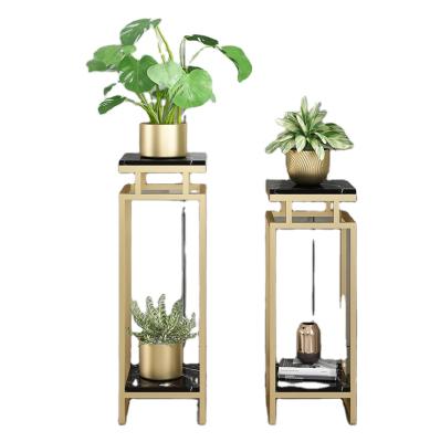 China Living Room Light Luxury Indoor Nordic Style Iron Metal Shape Flower Pot Shelf Factory Free Stocked Square Display Rack for sale