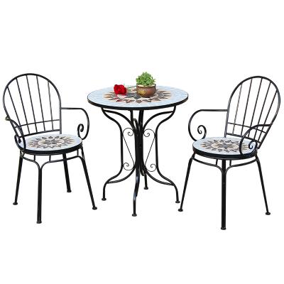 China Antique Handmade Garden Furniture Outdoor 3 Piece Mosaic Bistro Set for sale