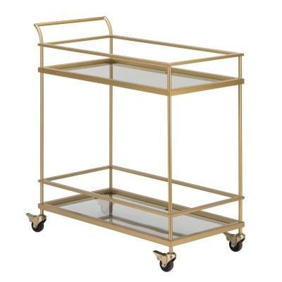 China Easy To Use And Durable Multi Function Metal Home Kitchen Living Room Dining Serving Cart With 2 Mirror Shelves for sale