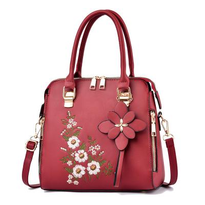 China Portable Wholesale Ready To Ship Embroidery Flowers Pu Leather Fashion Online Shopping Mini Bags Women Cheap Handbags Ladies for sale