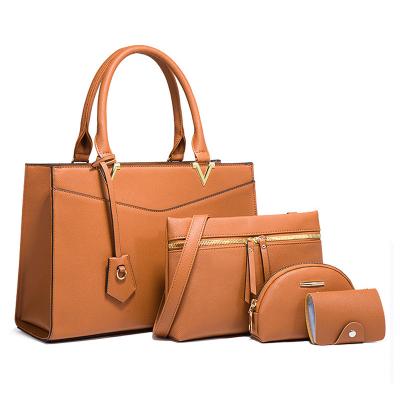 China Portable Ready to ship low MOQ 4 in 1 ladies tote hand bags 4pcs and Purse luxury designer handbags for women sets for sale