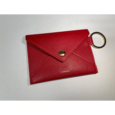 China Custom Vaccine Genuine Leather Mini Slim Ladies Credit Atm Rfid ID Card Holder Fashion Small Luxury Wallet Card Holder Key Chain for sale