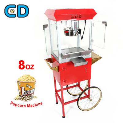 China Nostalgia Automatic Electrics Popcorn Maker Cart Retail Popcorn Machine Stainless Steel Kettle Popcorn Cart Old Fashioned 8 Ounce for sale